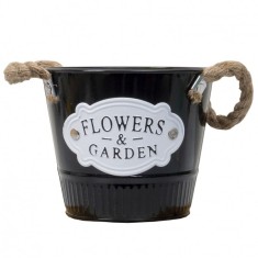 Ghiveci metal galetusa pentru buchete 14x12cm negru Zilan ZTS8066 foto