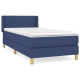 Cumpara ieftin Pat box spring cu saltea, albastru, 90x200 cm, textil