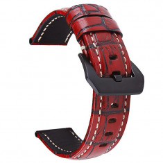 Curea din piele naturala, compatibila Seiko Skx007, telescoape normale, 22mm, Red Brown