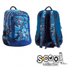 Ghiozdan compartiment laptop, BLUE MILITARY, 43x27x15cm - S-COOL foto