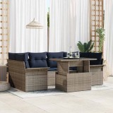 vidaXL Set de canapele pentru grădină cu pernă 7 pcs Gri Poli Rattan 3356958