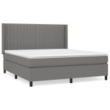 Cumpara ieftin Pat box spring cu saltea, gri inchis, 180x200 cm, textil