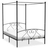 Cumpara ieftin Cadru de pat cu baldachin, negru, 140 x 200 cm, metal
