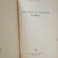 D.Macrea-Lingviști și filologi romani, 1959