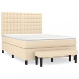 Cumpara ieftin Pat continental cu saltea, crem, 140x200 cm, material textil