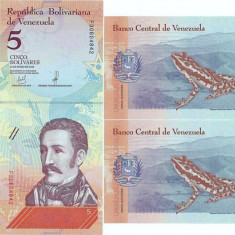 2 x 2018 ( 15 I ) , 5 bolívares ( P-102a ) - Venezuela - stare UNC