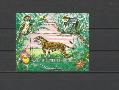 COMORES 1977 FAUNA ANIMALE PROTEJATE TIGRI MAIMUTE PASARI foto