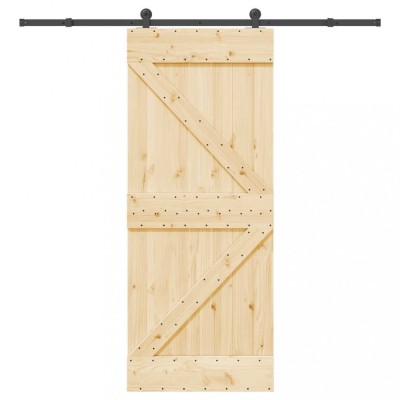 Ușă glisantă cu set de feronerie 85x210 cm, lemn masiv de pin foto