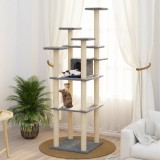 VidaXL Ansamblu pisici, st&acirc;lpi din funie sisal, gri deschis, 171 cm