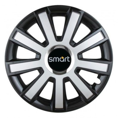Set 4 capace roti Silver/black cu inel cromat R14 pentru gama auto Smart foto