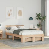 VidaXL Cadru de pat cu headboard Maro 120 x 200 cm Lemn de brad solid