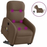 vidaXL Fotoliu electric de masaj rabatabil cu ridicare, maro, textil