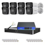 Sistem supraveghere video IP Hikvision 8 camere 4MP 2K pentru locuinte,garaje sau spatii comerciale,IR 30m EXIR 2.0,Detectie persoane si vehicule,NVR