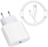 Incarcator fast charge compatibil cu iPhone, 20W PD Type C cu cablu USB C Lightning de 1 metru, Oem