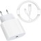 Incarcator fast charge compatibil cu iPhone, 20W PD Type C cu cablu USB C Lightning de 1 metru