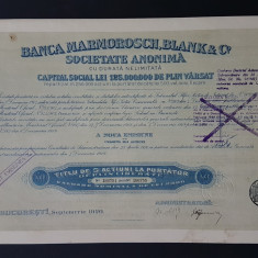 Actiune 1920 banca Marmorosch , Blank & Co , titlu 5 actiuni la purtator