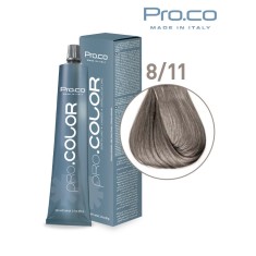 Vopsea de par profesionala PRO.COLOR 100 ml - Pro.Co - 8/11 BLOND DESCHIS CENUSIU INCHIS