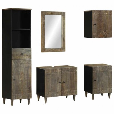 vidaXL Set mobilier de baie, 5 piese, lemn masiv de mango foto