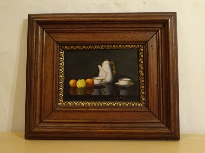Tablou Molnar Zoltan Janos, &amp;lsquo;Fructe&amp;rsquo;|ulei pe lemn| Vechi foto