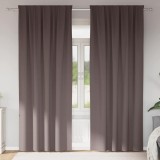 Perdele cu perdele 2 pcs Maro &icirc;nchis Poliester