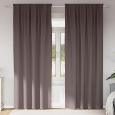 vidaXL Perdele cu perdele 2 pcs Maro &icirc;nchis 245x140cm Poliester 4107446