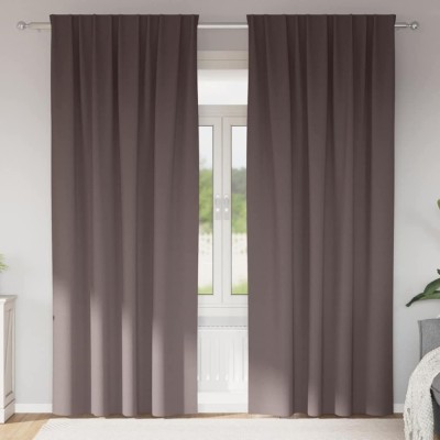 vidaXL Perdele cu perdele 2 pcs Maro &amp;icirc;nchis 225x140cm Poliester 4107445 foto