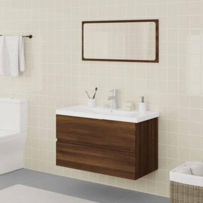 vidaXL Set de mobilier de baie, stejar maro, lemn prelucrat foto