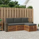 vidaXL Set de canapele de exterior cu pernă 4 pcs Natural și Antracit 3384218