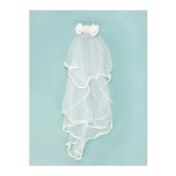 Cumpara ieftin Voal Mireasa cu flori decorative, Alb - 22616