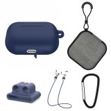 Cumpara ieftin Set extins 5 in 1 pentru protectia castilor Apple Airpods Pro generatia 2, culoarea albastru inchis