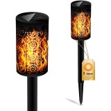 Lampa solara de gradina tip torta, efect de flacara, senzor amurg, 1.2W, IP44, inaltime 39 cm, masterLED