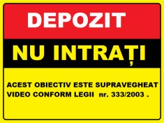 Placuta pentru depozit nu intrati obiectiv video foto