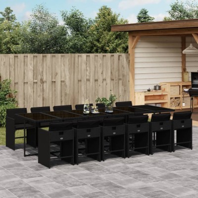 Gossi set mobilier de gradina cu perne, 13 piese, negru, poliratan foto