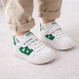 Adidasi albi cu insertii verzi pentru copii - MyBaby (Marime Disponibila: