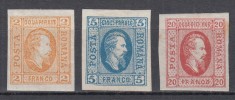 ROMANIA 1865 LP 15 LP 16 LP 17 ALEXANDRU IOAN CUZA EFIGIA DOMNITORULUI IN OVAL VALOAREA 2 PARALE HARTIE VARGATA GUMA ORIGINALA SERIE SARNIERA