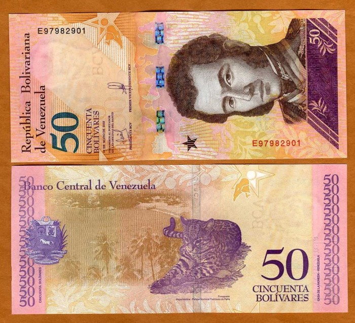 !!! VENEZUELA - 50 BOLIVARES 18 V 2018 - P 105 c - UNC / SERIA F