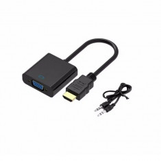 Adaptor convertor HDMI la VGA + cablu audio xbox playstation laptop proiector