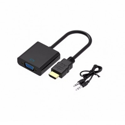 Adaptor convertor HDMI la VGA + cablu audio xbox playstation laptop proiector foto