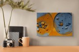 Tablou Canvas Abstract Ocean Galactic Sfere Cercuri Portocaliu Albastru, 39 x 26 cm, CMCLASS