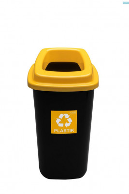 Cos Plastic Reciclare Selectiva, Capacitate 28l, Plafor Sort - Negru Cu Capac Galben - Plastic foto