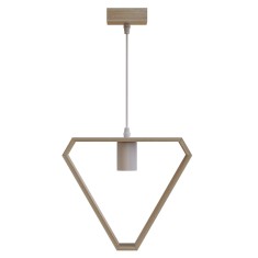Pendul Modern din Lemn Sophie, Inaltime Reglabila, E27, 110 Cm, Triunghi, Alb/Maro