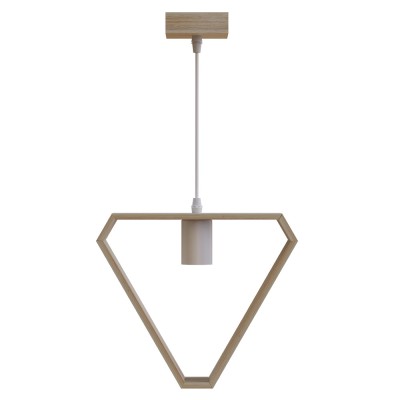 Pendul Modern din Lemn Sophie, Inaltime Reglabila, E27, 110 Cm, Triunghi, Alb/Maro foto