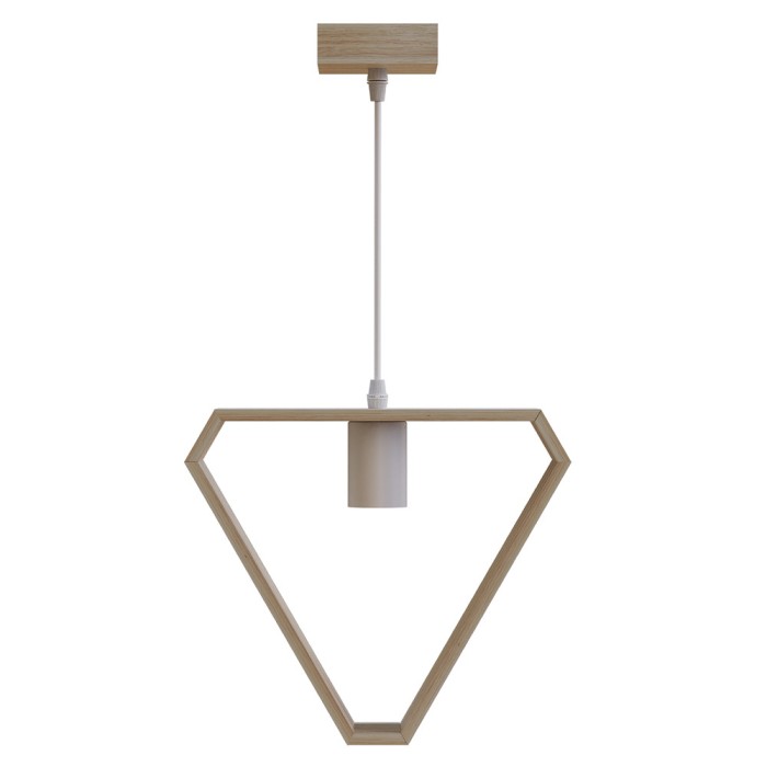 Pendul Modern din Lemn Sophie, Inaltime Reglabila, E27, 110 Cm, Triunghi, Alb/Maro