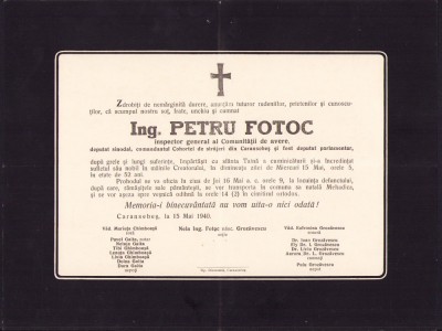 HST A283 Necrolog 1940 Petru Fotoc deputat comandant Cohorta strajeri Caransebes foto