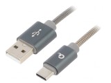 Cablu USB 2.0 USB-A la USB-C 1m Gri 480Mbps Textil, Gembird