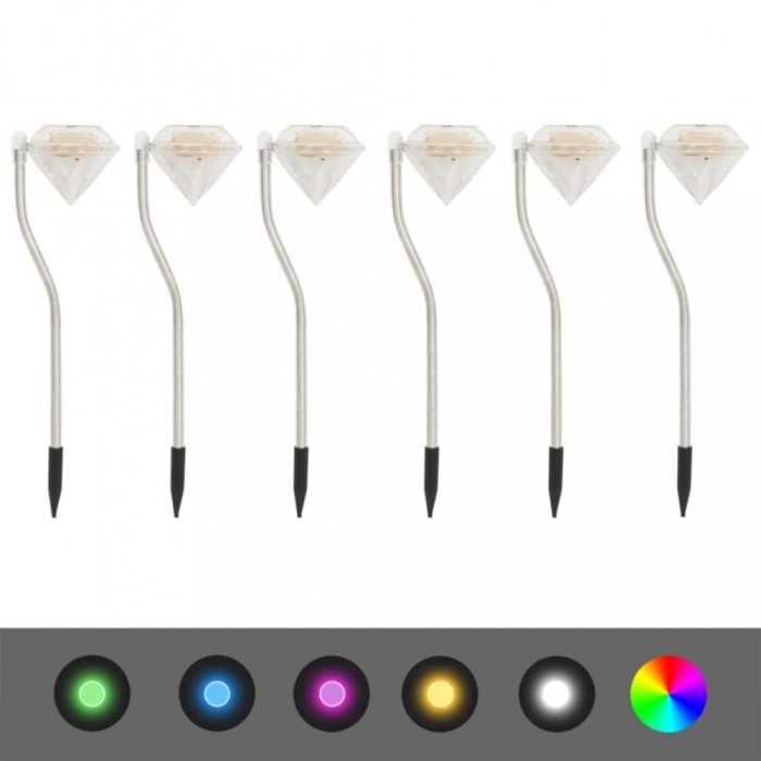 Lămpi solare cu LED pentru grădină, 6 buc., 9x7,8x29,5 cm