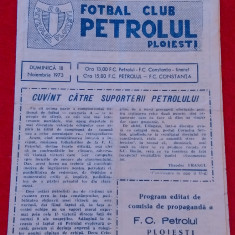 Program meci fotbal PETROLUL PLOIESTI - FC CONSTANTA (18.11.1973)