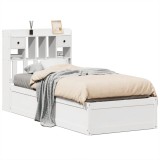 Cumpara ieftin Cadru de pat fara saltea, alb, 75x190 cm, lemn masiv de pin