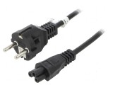 Cablu CEE 7/7 mufă IEC C5 mamă PVC 1m negru 2,5A 250V, Goobay
