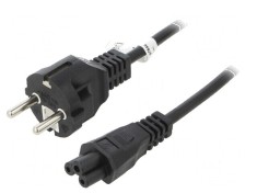 Cablu CEE 7/7 mufă IEC C5 mamă PVC 1m negru 2,5A 250V